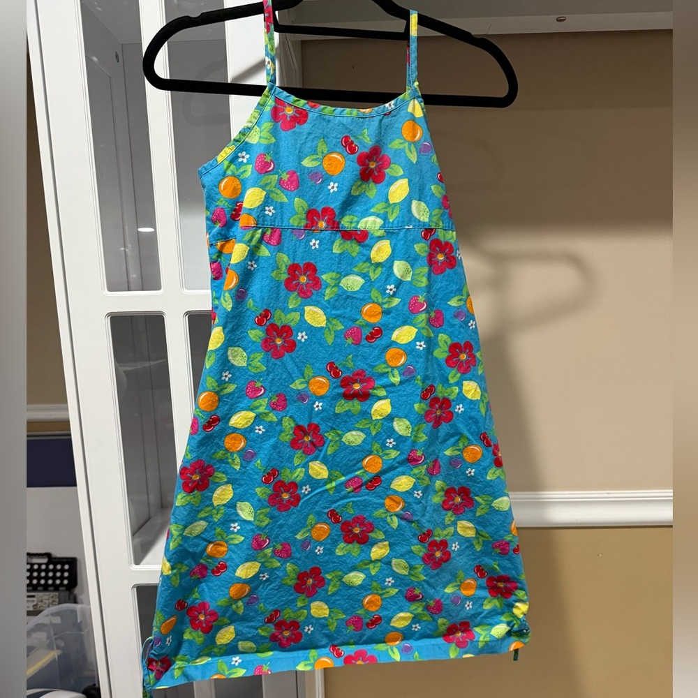 Genuine Girl Fruity Floral Blue Dress with Side Ties